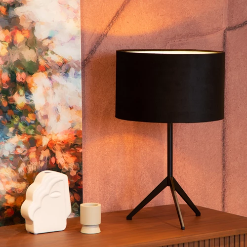 Lucide TONDO - Lámpara de mesa - Ø 30 cm - 1xE27 - Negro - ambiente 1